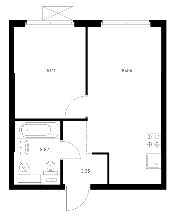 1-комнатная квартира 34.17 м², 11/12 эт., ЖК «Таллинский парк»